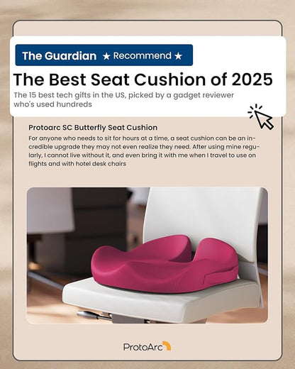 ProtoArc Seat Cushion, Office Chair Cushion for Sciatica, Coccyx Cushion, Ergonomic Memory Foam Seat Cushion for Car, Home, Pressure Relief Pad for Hip, Tailbone, All Day Comfort - Rose