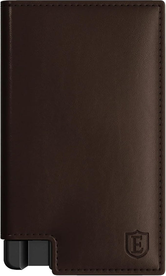 Ekster Men's Wallet PRO | RFID Blocking Parliament Leather Minimalist Wallet | Holds 14 Cards & Cash | Slim Cardholder for Men w/Push Button Designed for Quick Card Access | Brown