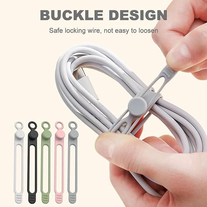 Data Cable Organizer, 2025 Upgrade Silicone Headphone Organizer, Silicone Cable Ties Reusable Cable Management Organizer Multipurpose Elastic Cord Organizer for Bundling and Fastening Cable (30Pcs)