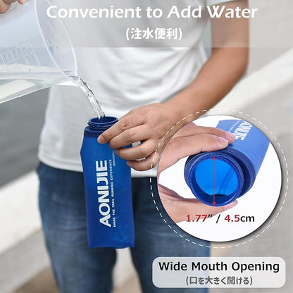 Azarxis TPU Soft Flask Collapsible Water Bottles BPA-Free 250ml 350ml 500ml 600ml for Hydration Vest Pack Running Hiking Cycling Climbing