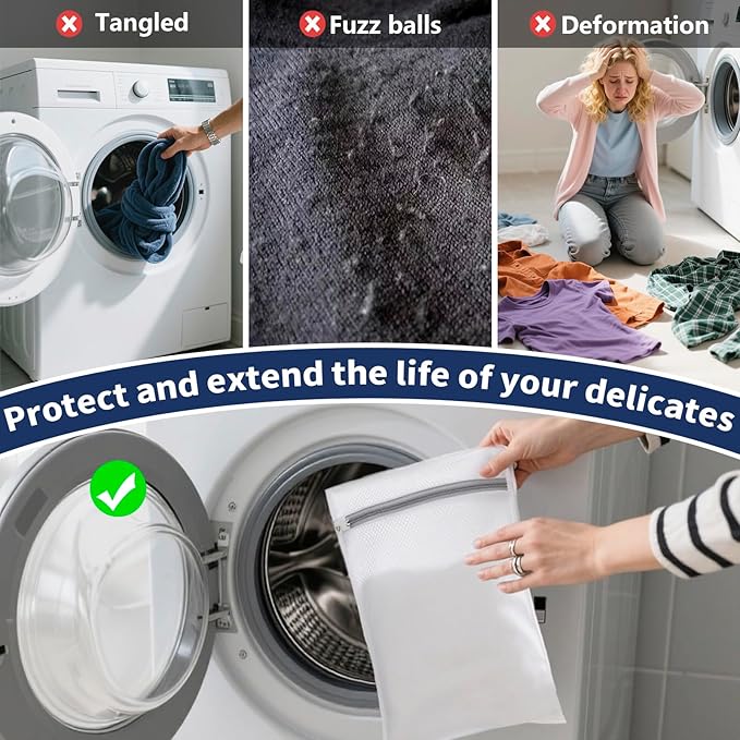 Laundry Bag Backpack with 3 Sizes Mesh Wash Bags and Shoulder Straps Foldable Clothes Hamper Bag with Drawstring Closure for College, Apartment, Laundromat (Black)