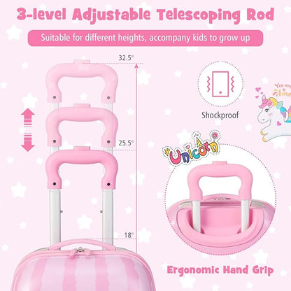 KOTEK Kids Carry On Luggage Set, 16" Hardside Rolling Suitcase with Spinner Wheels, Travel Rolling Luggage for Boys Girls (Lovely Horse)