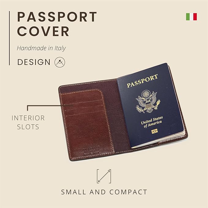 Maruse Italian Leather Passport Cover for Men and Women, Handmade in Italy