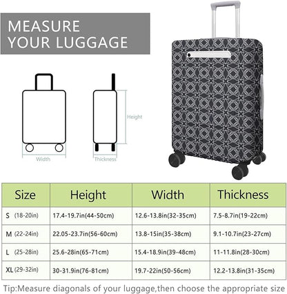 Black Sanskrit Travel Luggage Cover, Travel-Themed Suitcase Protector Stretchable, Washable Travel Suitcase Cover (L for 25-28 Inch Luggage)