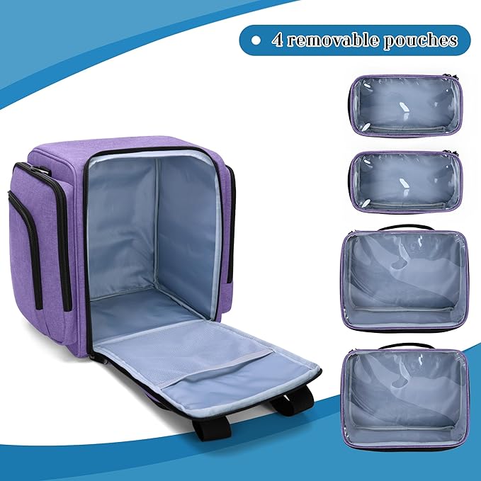 BAFASO Large Pill Bottle Organizer with 4 Inner Removable Pouches, Medicine Bag Come with Shoulder Strap (Bag ONLY),Purple