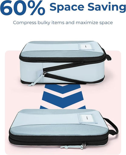 BAGSMART Compression Packing Cubes, 6 PCS Packing Cubes for Suitcases, Travel Bags Organizer for Luggage, Lightweight Packing Cube for Travel Essentials