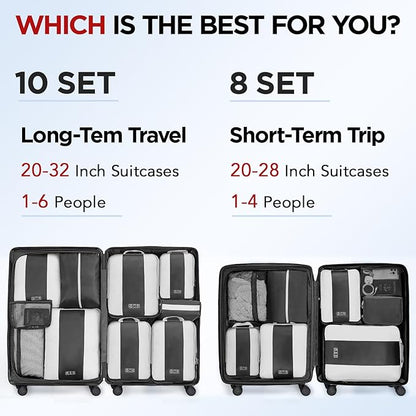 8 Set Compression Packing Cubes for Travel Essentials,Compressible Expandable Packing Cubes for Suitcase,OlarHike Luggage Organizer Bags for Travel,Handy Helper for Organizing Clothes(Black)