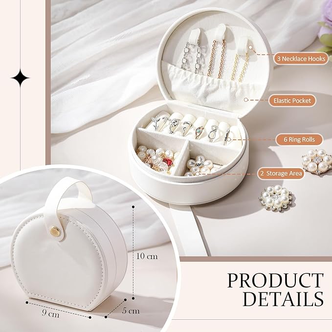 Weysat 12 Pack Travel Jewelry Case Mini Leather Bridesmaid Jewelry Gift Box Bulk Small Earring Storage Organizer (White)