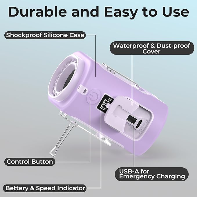 AMACOOL Mini Portable Waist Fan Clip on, 13000RPM 4-Speeds Personal Neck Fans, Up to 24H Battery Life, Rechargeable Wearable Shirt Belt Fan for Outdoor Work Jobsite Travel Camping, Gifts for Men