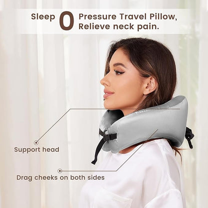 THXSILK 100% Mulberry Silk Neck Pillow for Traveling, Pure Memory Foam Travel Pillow for Airplanes, Travel Neck Pillow for Sleeping, Head and Neck Support, Includes Storage Bag (Grey)