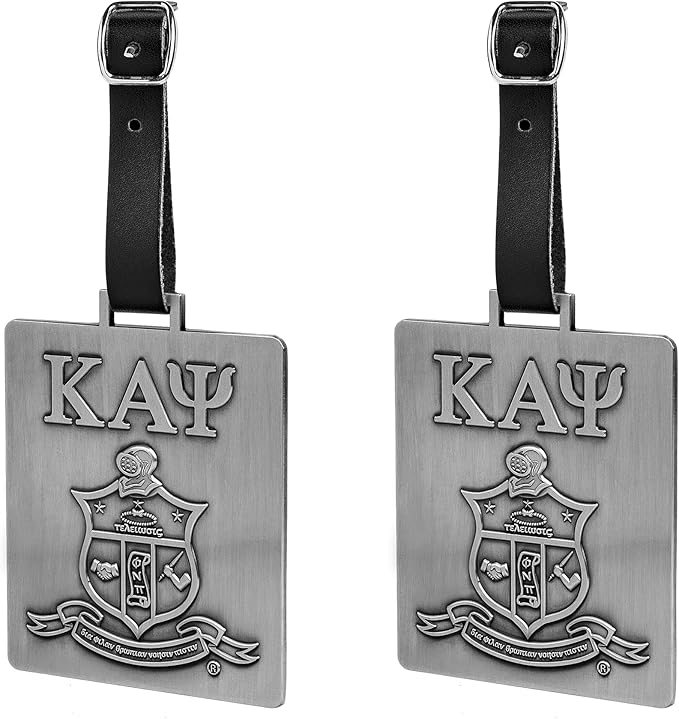 Kappa Alpha Psi Fraternity Paraphernalia - Official Vendor - Travel Luggage Tags - Set of 2 - Greek Letters and Shield
