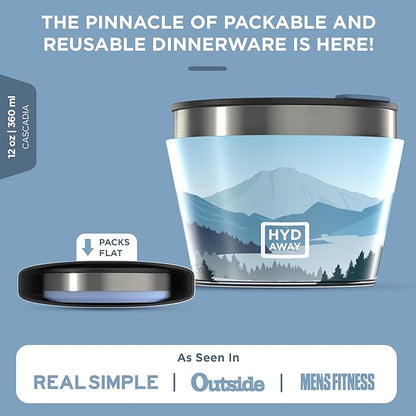 HYDAWAY 1.5-Cup Collapsible Insulated Bowl with Lid - BPA-Free, Leak-Resistant, and Ultra-Compact for Travel, Camping & Everyday Meals