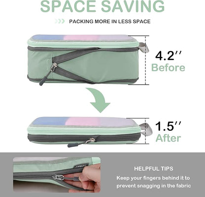 Cipway Mesh Compression Packing Cubes, Ultralight See Through Luggage Organizer Bags, Travel Essentials for Carry on Suitcase（3 Pcs,Sage Green）