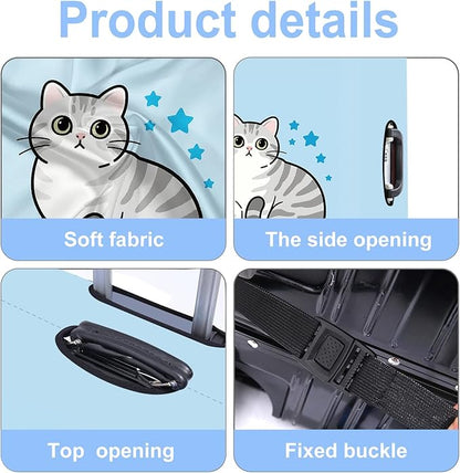 Luggage Cover Washable Suitcase Protector Anti-scratch Suitcase cover Fits 20-34 Inch Luggage (Cat, XL(32-34inch suitcase))