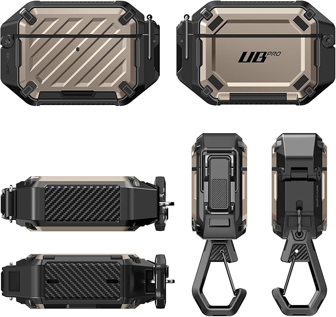 SUPCASE for AirPods Pro 3 Case with Lock & Carabiner, [IP68 Waterproof] [Military-Grade Protection] [Supports Wireless Charging] Anti-Scratch Hard Shell Cover for AirPods Pro 3rd Gen, Desert