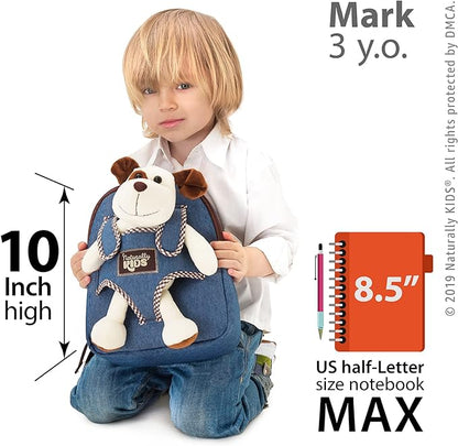 Naturally KIDS Dog Backpack, Dog Toys for Toddlers, Toddler Stuffed Animals Gifts for 2 3 4 5 Year Old Girl Boy