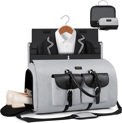 Garment Duffel Bag for Travel - ITIEZY Convertible Carry on Garment Duffel Travel Bag for Women Men Large Weekender Bag with Shoes Pouch 2 in 1 Hanging Suit Travel Duffel Bag 3pcs Set