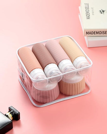 Travel Bottles 8 Pack, TSA Approved 3 oz Toiletries Containers, Leak Proof Silicone Squeezable Essentials Jars with Clear Bag