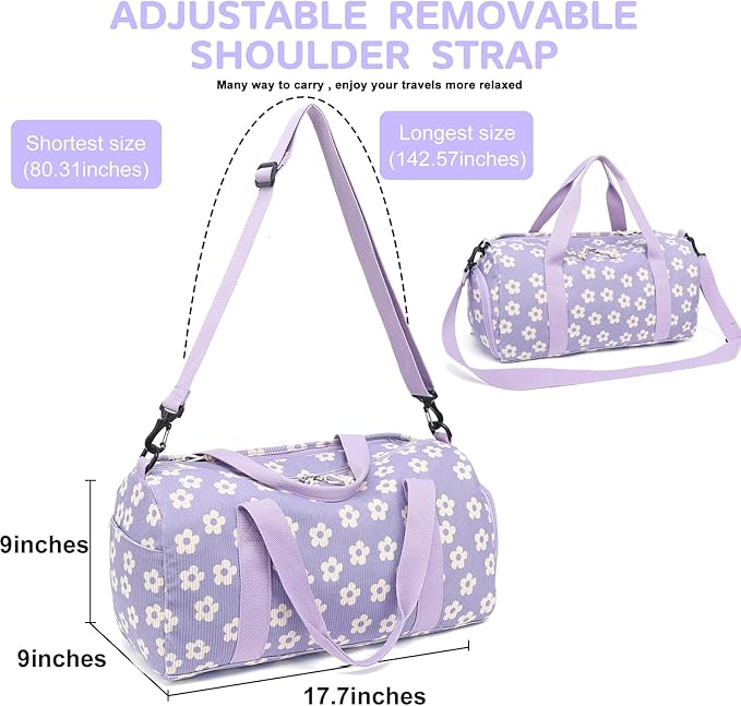 BLUBOON Duffle Bag Girls Kids Cute Gym Bag with Shoes Compartment & Wet Separation Waterproof Sports Overnight Travel Bag