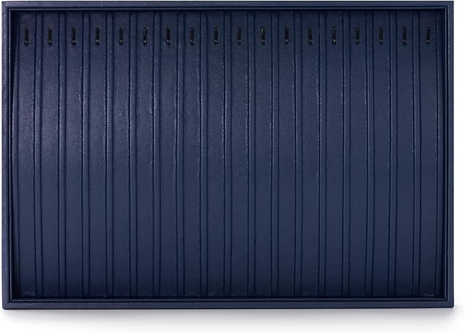 Oirlv Stackable Necklace Pendant Bracelet Organizer Tray Blue Leather Jewelry Drawer Organizer Trays