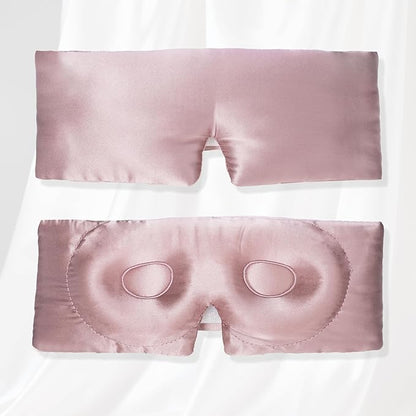 VOCOSTE 22 Momme Pure Silk Sleep Mask with Travel Pouch, 3D Contour Adjustable Blindfold for Side Sleepers, Eyelash Protecting for Natural Lashes & Extensions, Light Pink