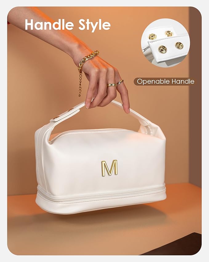 Birthday Gifts for Girls, Makeup Bags, Office Gift Makeup Gifts Cosmetic Bag with Makeup Brush Organizer, Gift for Her，PU Leather Travel Toiletry Bag, Travel Stuff for Girls