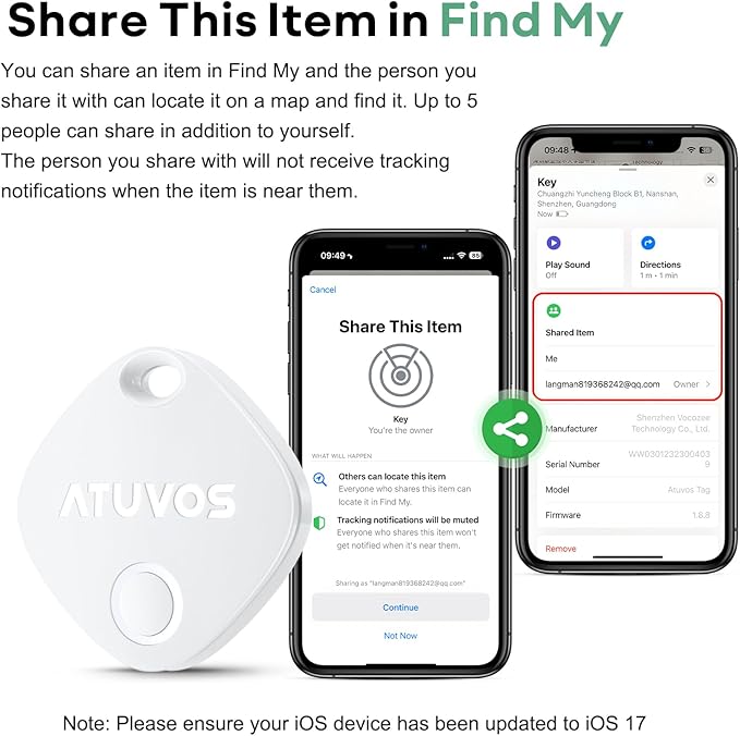 ATUVOS Air Tracker Tags-3 Pack, Bluetooth Luggage Tracker Works with Apple Find My APP (iOS Only, Not for Android), Keys Finder and Item Locator for Luggage, Backpack, Suitcases, Replaceable Battery