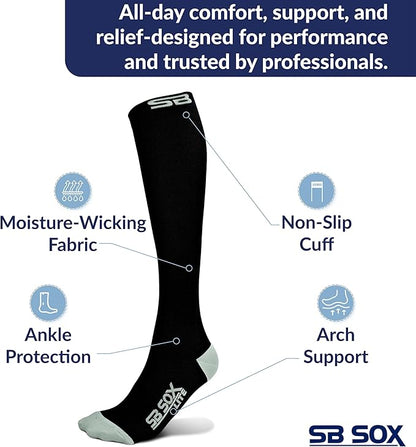 SB SOX Lite Compression Socks for Men & Women (15-20mmHg) – Best Compression Socks for Travel, Sports, and Daily Wear - XXL Sizes too!