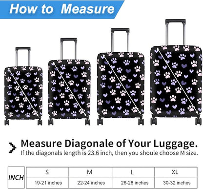 Luggage Cover Protector for 26-28 Inch Suitcases, TSA Approved Elastic Travel Suitcase Covers, Anti-Scratch Washable Luggage Sleeve for Carry On & Checked Bags, Dog Paw Prints 02