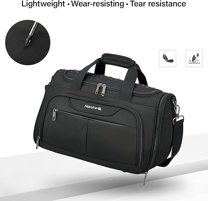 Hanke Underseat Carry On luggage Bags for Travel, Foldable Travel Bags for Women, Soft Lightweight Personal Item Travel Bag Small Carry On Bags for Airplanes, Travel Tote Bags for Women Men.（Black）