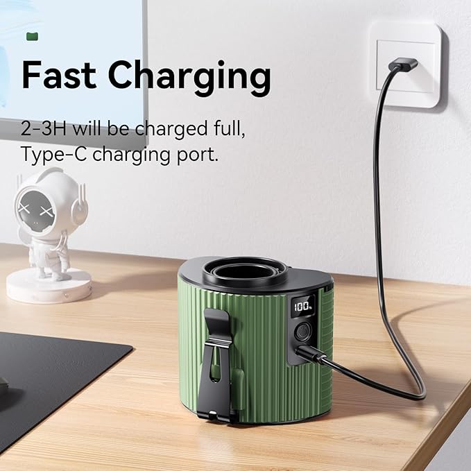 Portable Fan,Rechargeable Waist Fans,11000RPM Strong Airflow Mini Wearable Belt Fan,5 Speed,Personal Clip Waist Fans for Outdoor,Camping,Jobsite,Fishing,Travel (K20-Green)