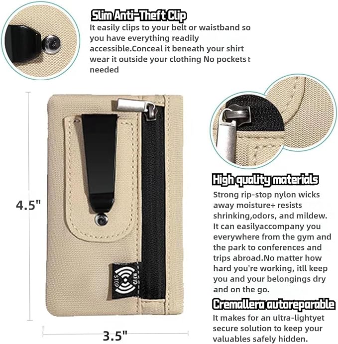 RFID Hidden Clip Stash Money Belt - Ultra Thin Anti-Theft Travel Pouch with Credit Card Slots for Women/Men, Perfect for International Travel, Daily Commute & Outdoor Activities (Black)