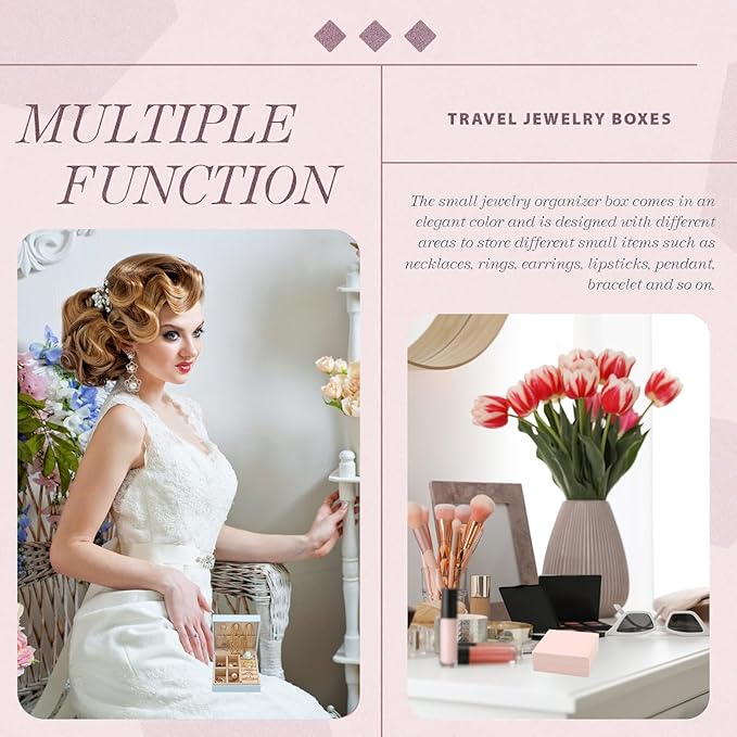 Bridesmaid Proposal Gifts Travel Jewelry Case Jewelry Travel Organizer Small Bachelorette party Jewelry Box Bridesmaid Gift Boxes Mini Storage Organizer Storage Box (8, Pink small)