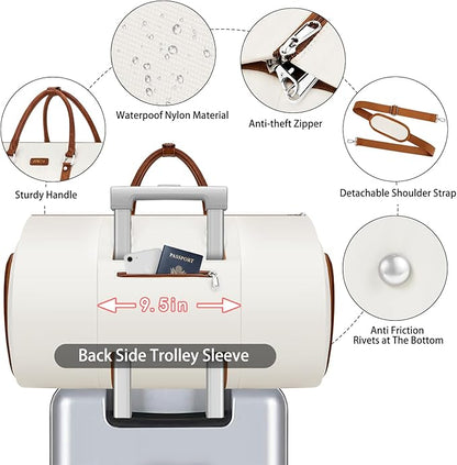 Garment Duffle Bag for Travel - Convertible Carry on Garment Duffel Travel Bag for Women Men Large Weekender Bag with Shoes Pouch 2 in 1 Hanging Suit Travel Duffel Bag 3pcs Set