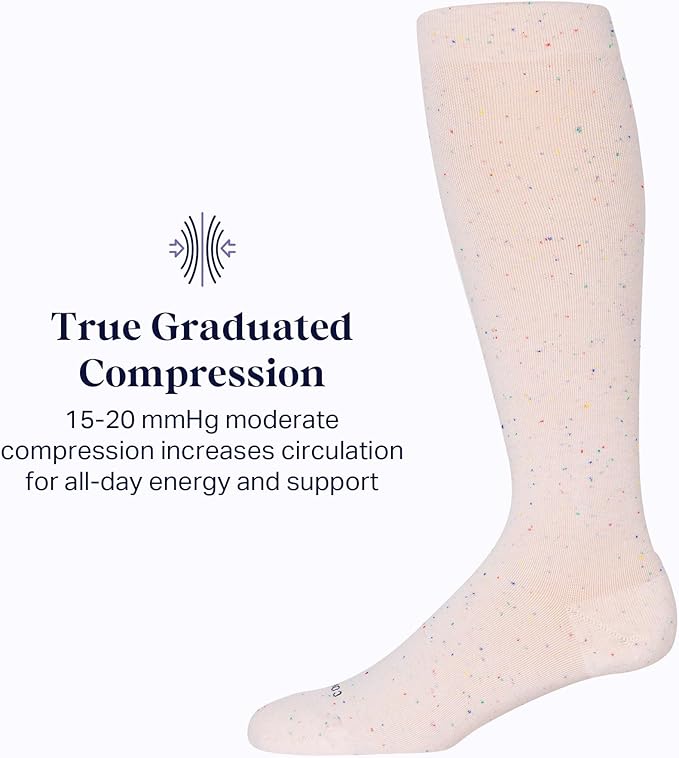 Comrad Recycled Cotton Knee High Socks - 15-20mmHg Graduated Compression Socks - Soft & Breathable Support Socks, Unisex