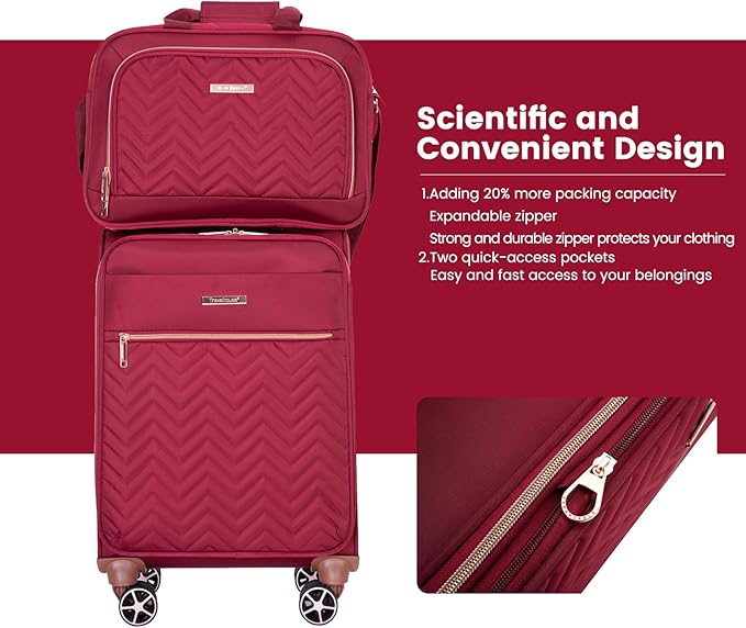 Travelhouse Luggage Set, Softside Suitcase 4-Piece (16/20/24/28), Expandable Lightweight Luggage Sets with Duffel Travel Bag,Suitcase with Double Spinner Wheels