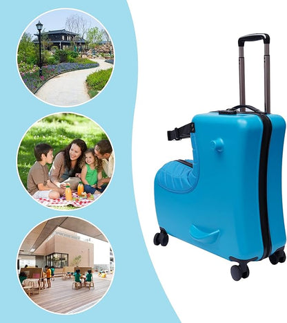 24"Kids Luggage Portable Kids Suitcase Children's Ride On Trolley Rolling Luggage with Wheels Carry Trolley Luggage with Password Lock Funny Kids Suitcases for Boys Girls Small Suitcase ABS+PC