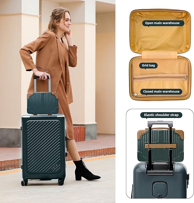 14inch Hard Shell Cosmetic Organizer Travel Train Hand Luggage Small Portable Carrying Suitcase Makeup Case Bag for Women Toiletry