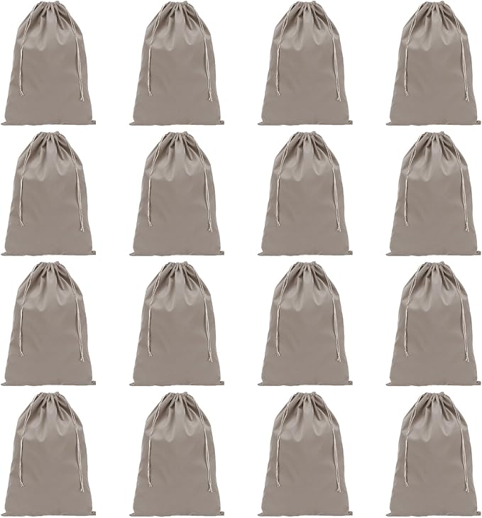 PATIKIL Shoe Dust Bag, 16 Pack Duster Flannel Shoes Pouch with Drawstring Washable Breathable Travel Shoe Bags for Home Luggage Storage, 12x17" Gray