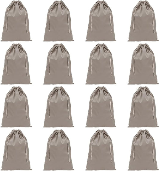 PATIKIL Shoe Dust Bag, 16 Pack Duster Flannel Shoes Pouch with Drawstring Washable Breathable Travel Shoe Bags for Home Luggage Storage, 12x17" Gray