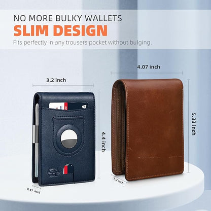 Zitahli Men's Wallets Airtag Holder Slim Rfid Leather with Gift Box