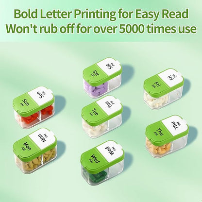 Daviky Large Weekly Pill Organizer 2 Times a Day, Extra Large Travel Pill Box 7 Day, Am Pm Twice Daily Pill Case, Pill Holder Container for Vitamin, Medicine, Supplement, Fish Oil, BPA Free, Green