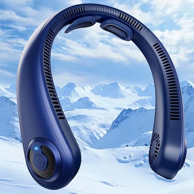 Neck Fan - Portable Neck Fan with Neck Support, 5 Speeds, All Around Airflow, Hand-free Bladeless Personal Cooling Fans, Rechargeable Wearable Fan for Outdoor and Indoor, Festival Gifts for Men Women