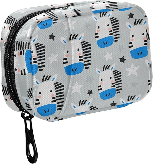 Fustylead Funny Zebras Travel Pill Organizer Bag with Zipper Small Pill Box 7 Day Pill Case for Purse Storage Weekly Vitamin Medicine Supplement