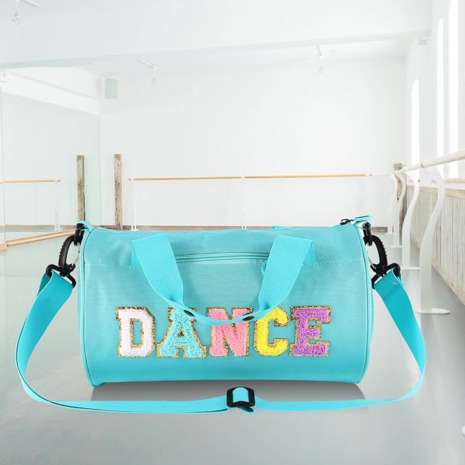 Dance Ballet Bag for Girls Sport Gym Duffle Bags Overnight Travel Bags Fun Dance Workout Duffel Bag Toddler Cute Bag for Dancers, Girls, Teens, Student Athletes (Bule)