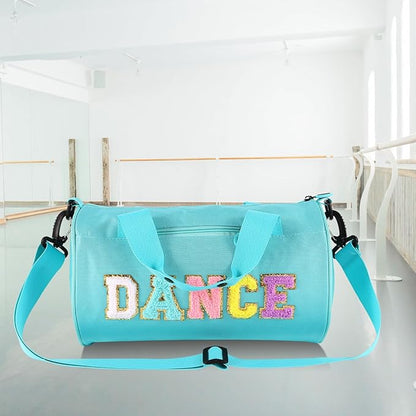 Dance Ballet Bag for Girls Sport Gym Duffle Bags Overnight Travel Bags Fun Dance Workout Duffel Bag Toddler Cute Bag for Dancers, Girls, Teens, Student Athletes (Bule)