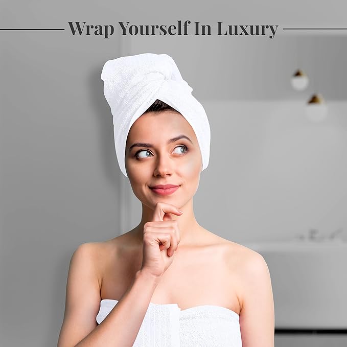 Tens Towels Pack of 8 Towels Set, 2 Extra Large Bath, 2 Hand, 4 Washcloths, 100% Cotton, Lighter Weight, Quicker to Dry, Super Absorbent, Perfect for Bathroom, White