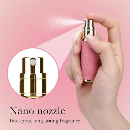 LUEXBOX 5ml Refillable Perfume Bottle, Faux Leather Atomizer Perfume Spray Pump, Portable Fragrance Mist Dispenser for Travel, Scent Mini Bottle with Pocket Size (Rose)