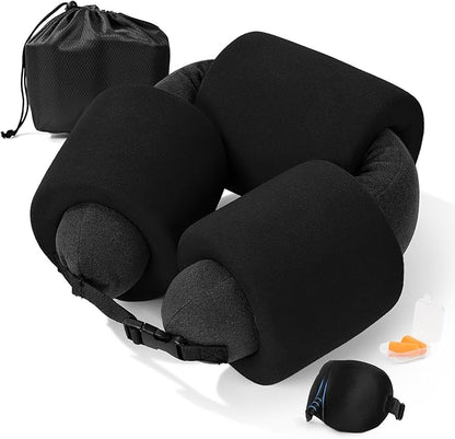 3-Ring Memory Foam Travel Neck Pillow It has obtained a Patent. The Three Rings can be movably Adjusted to Provide Flexible Support for The Neck, Head, and Other Areas.Black
