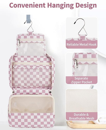 Narwey Small Hanging Travel Toiletry Bag for Women, Travel Bag for Toiletries, Makeup Bag Organizer Cosmetic Bags Make Up Bags for Girls